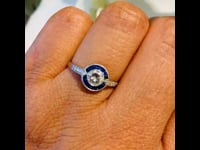 Ring met diamant, saffier en platina 7745-4917