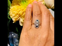 Diamant, saffier, 18kt ring 7331-1947