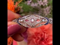 Diamante, perla, zafiro, 18 quilates, broche de platino 8335-1981