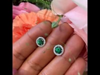 Tsavorite Garnet, Diamond, 14ct Earrings 10578-6648