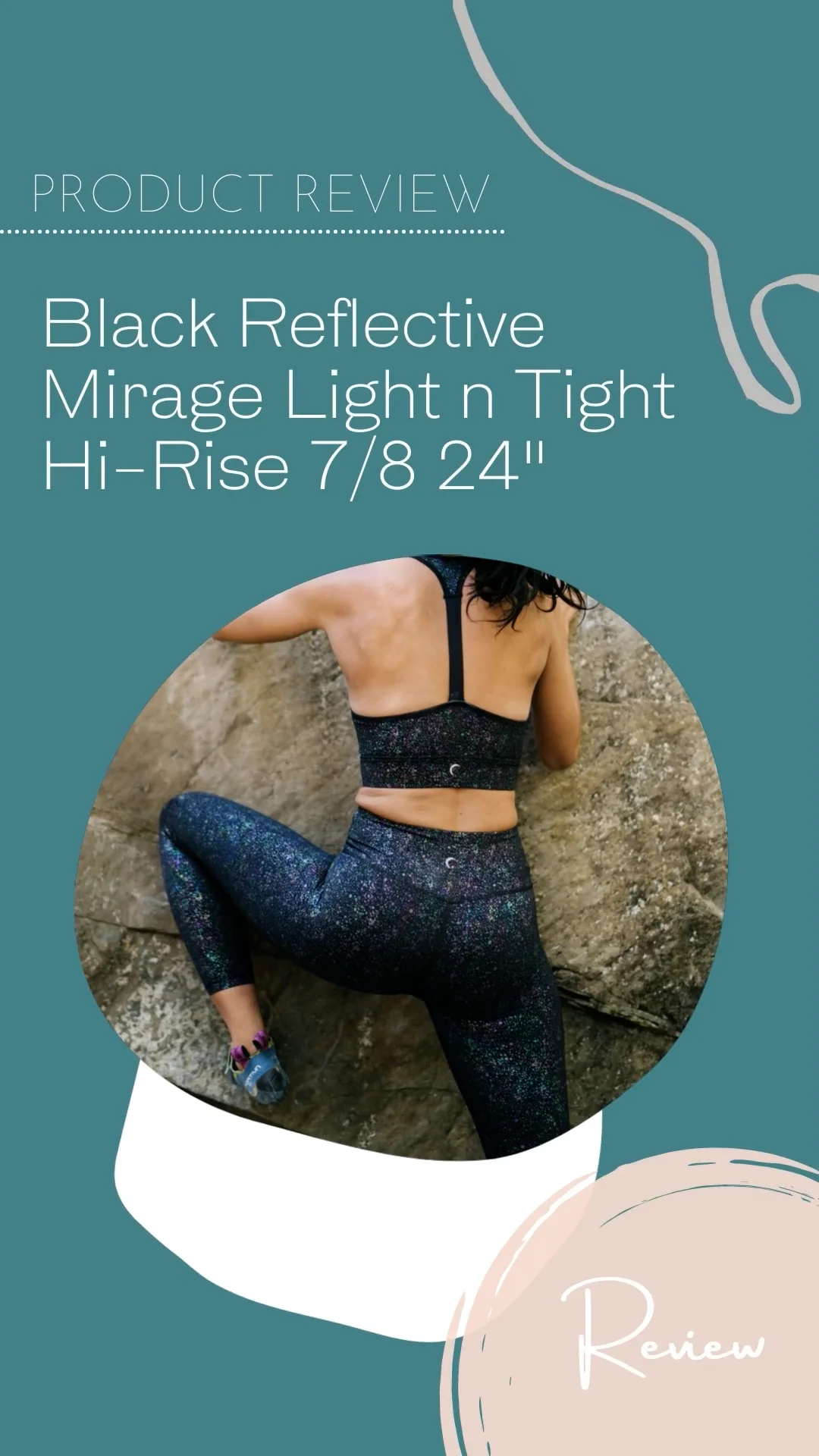 Zyia Black Reflective Pocket Light n Tight Hi-Rise 7/8 24 – Front