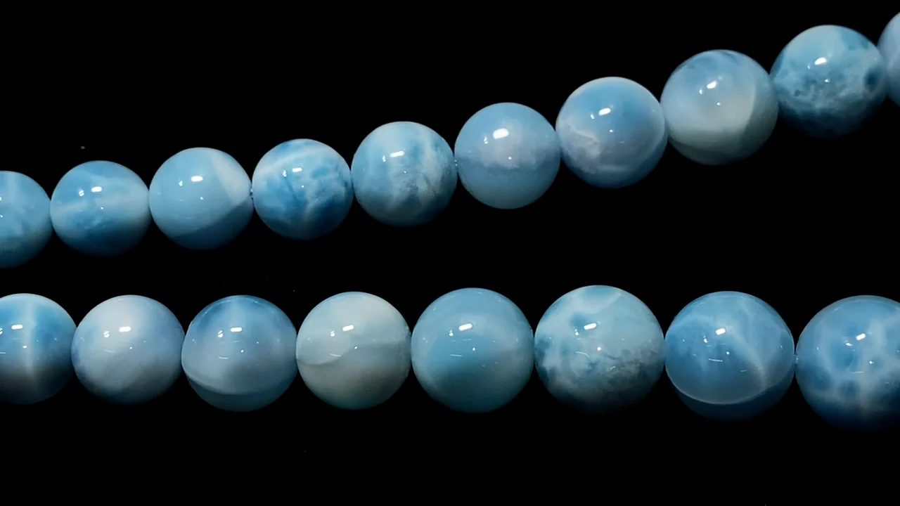 最上級ラリマー ラウンド8~14.5mm サイズグラデーション 1連 最上級ラリマー ラウンド8~14.5mm サイズグラデーション 1連