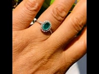 Smaragd, diamant, platina ring 10880-5012
