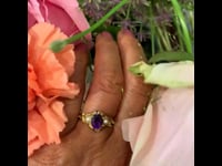 Amethist, parel, 14ct ring 10788-6694