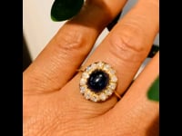 Zafiro, diamante, anillo de 18 ct 11499-2284