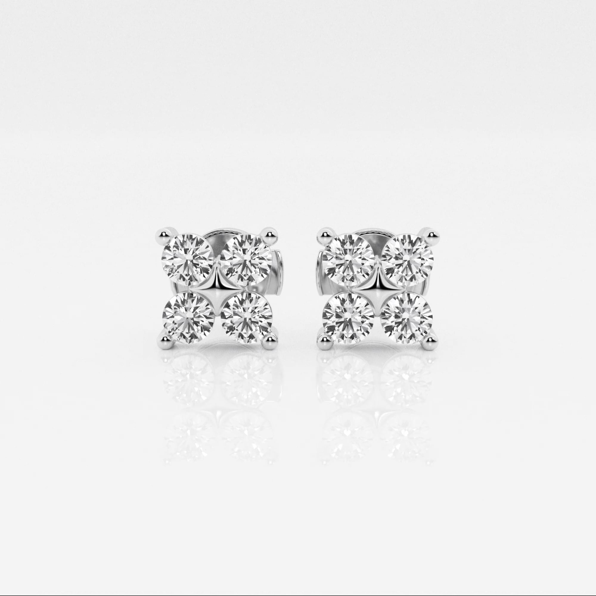 Orecchini A Quattro Pietre Con Diamanti Rotondi Coltivati ​​in Laboratorio Da 1 Ct In Oro Rosa 14 Carati, DE, VS1 - Foto 5