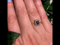 Saffier, diamant, 18kt, platina ring 10617-6676