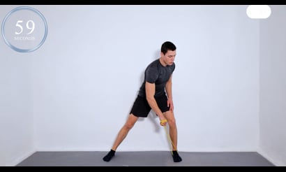 Cross-Body Row - Right, Cross-Body Row - Left, Standing Banded Triceps Extension, Hollow Body Hold to Crunch, Penguin Crunch