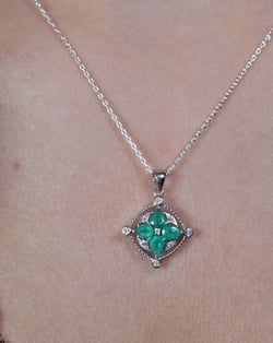 Vidéo: Collier Pendentif Emeraude et Diamant Chaine Argent 925 incluse 2.2grs