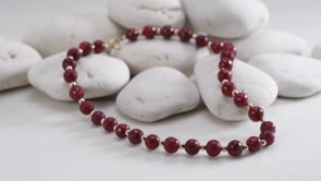 215.00 ct. t.w. Ruby Bead Necklace with 14kt Yellow Gold