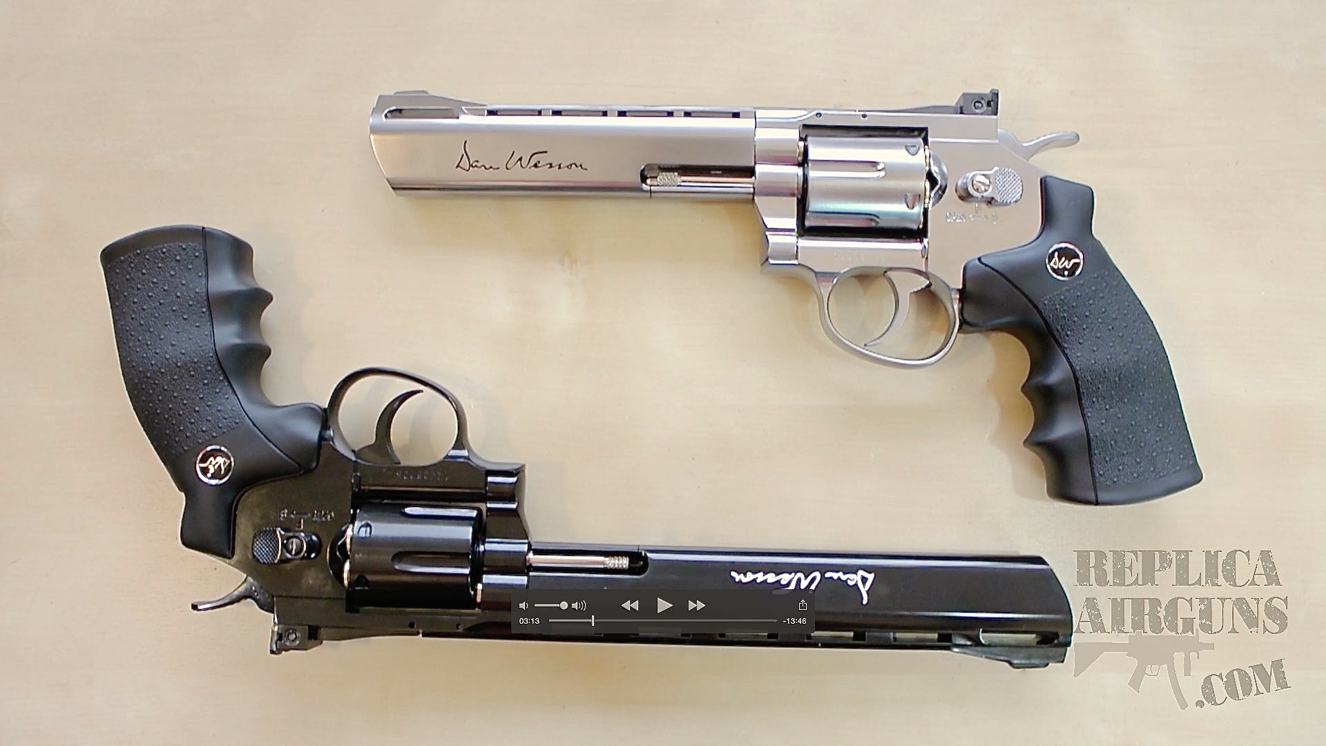 ASG Dan Wesson 6 inch Silver & 8 inch Black Pellet Revolver Table Top Review