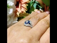 Diamante, zaffiro, anello in platino 2584-4466