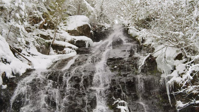 Canadian Waterfalls in Winter. Ione Falls, Nakusp, BC