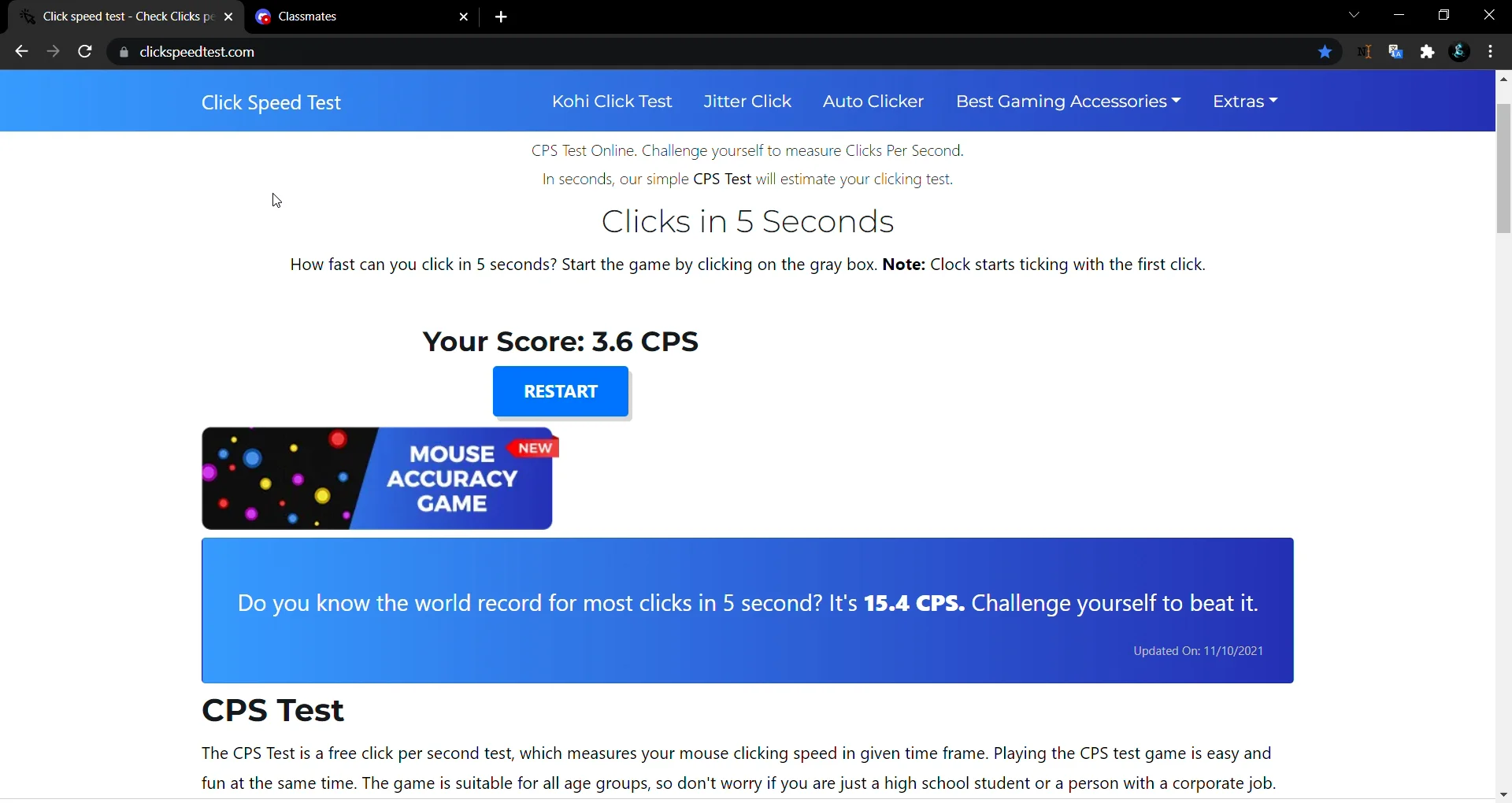 CPS Test or Clicks Per Second Test- Everything you need to know - WebTech  Spark
