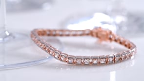 5.25 ct. t.w. Morganite Tennis Bracelet in 18kt Rose Gold Over Sterling