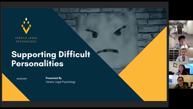 Watch our Webinar on Managing Difficult Personalities - Presented by Veretis Legal Psychology