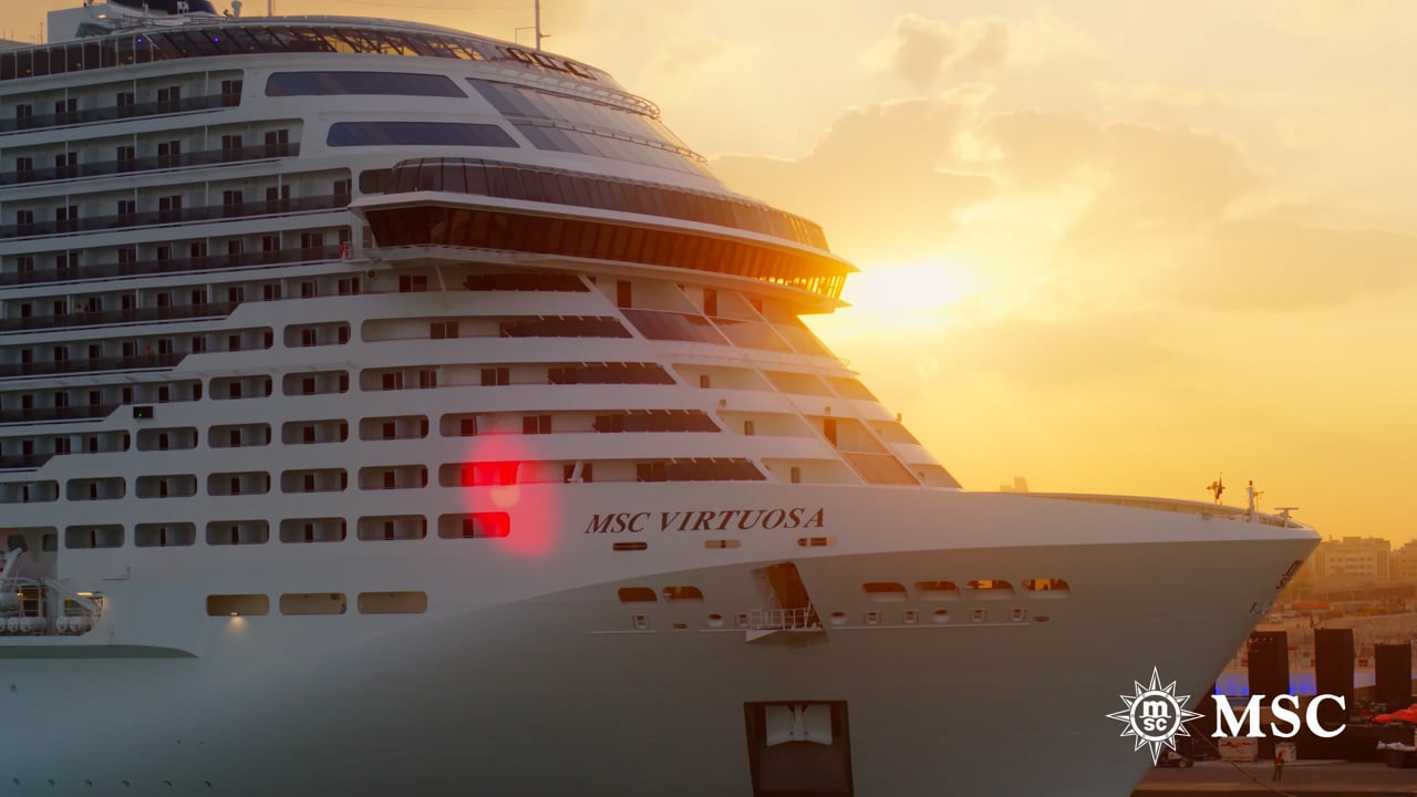 A cruise ship arriving in Dubai, from ChopperShoot’s film for Dubai Tourism
