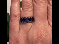 Saffier, Diamant, 9 kt, Zilveren ring 9163-6227