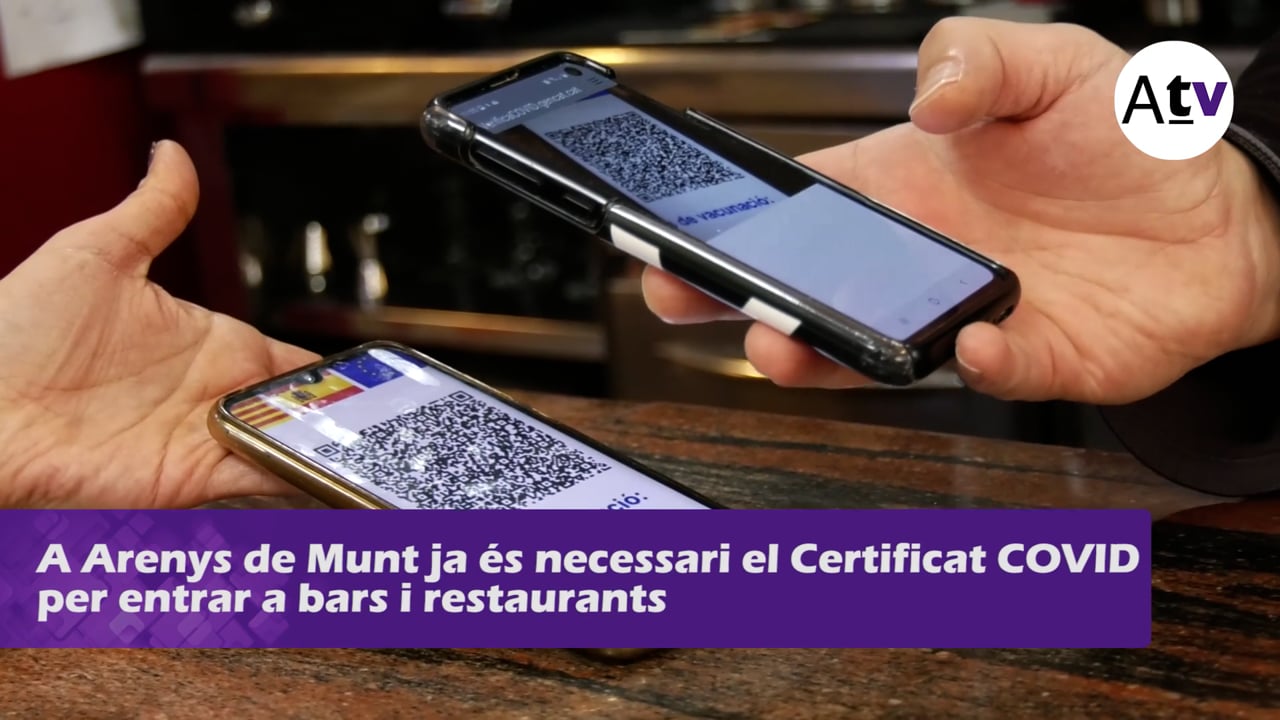 A Arenys de Munt ja és necessari el Certificat COVID  per entrar a bars i restaurants