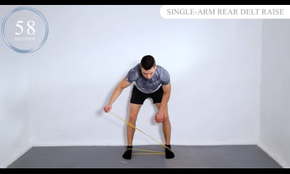 Single Arm Rear Delt Raise, Blast-Off Plank To Shoulder Tap, I-Y-T Raise, Sit-Ups To Twists