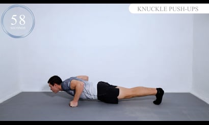 Knuckle Push-Ups, Pushup Plus, Extension Plank, Russian Twists, Triceps Dips