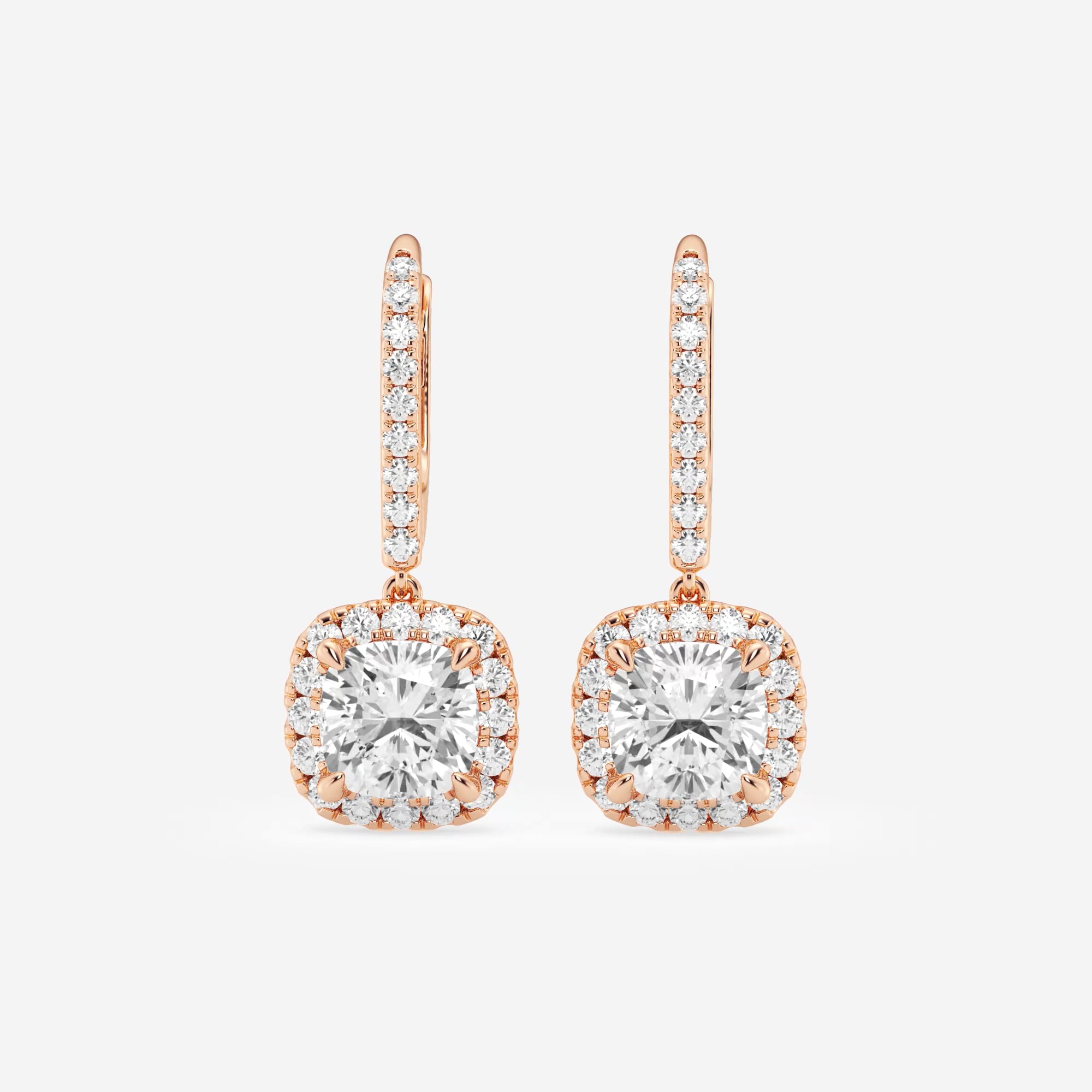product video for 3 5/8 ctw Cushion Lab Grown Diamond Halo Drop Earrings