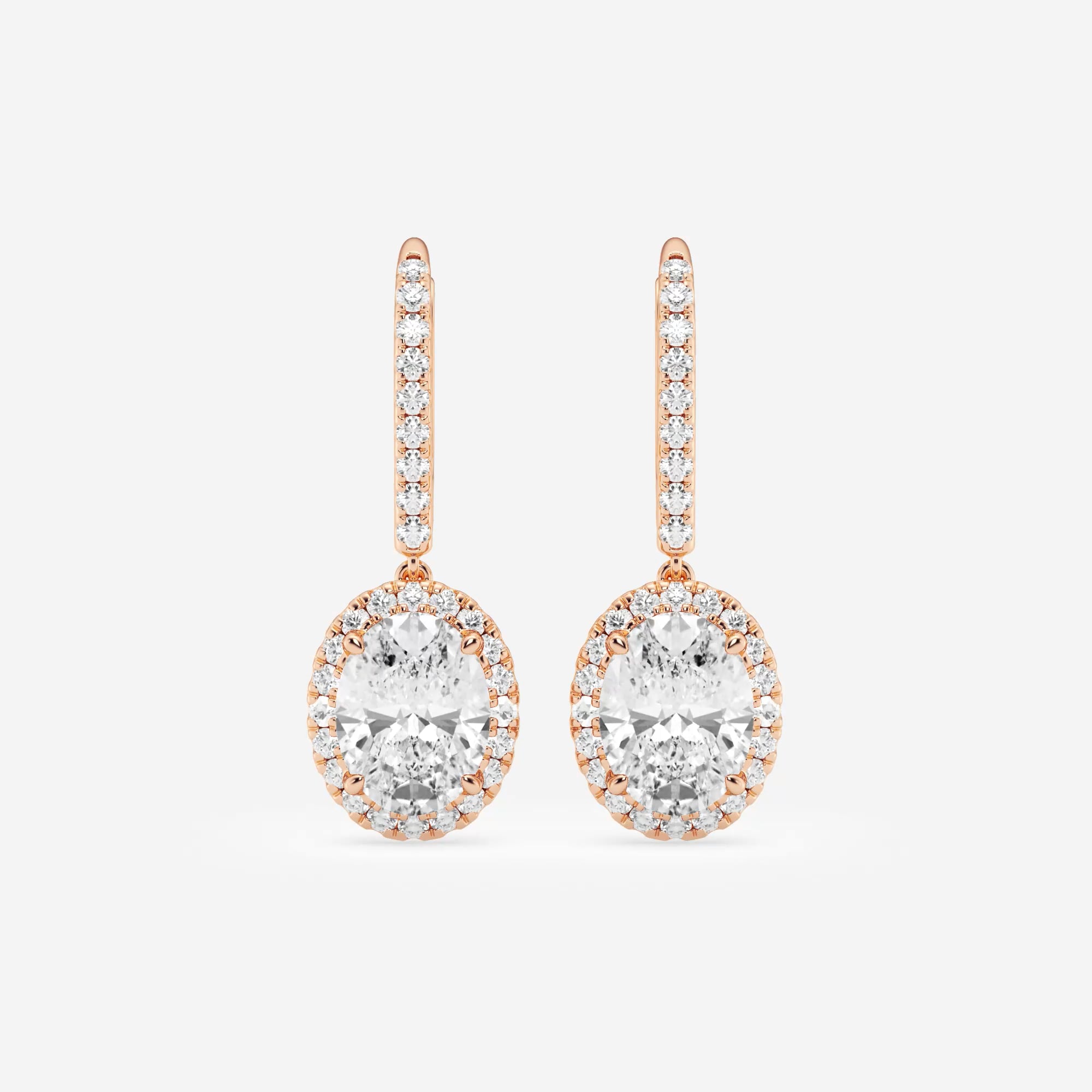 product video for 3 1/2 ctw Oval Lab Grown Diamond Halo Drop Earrings