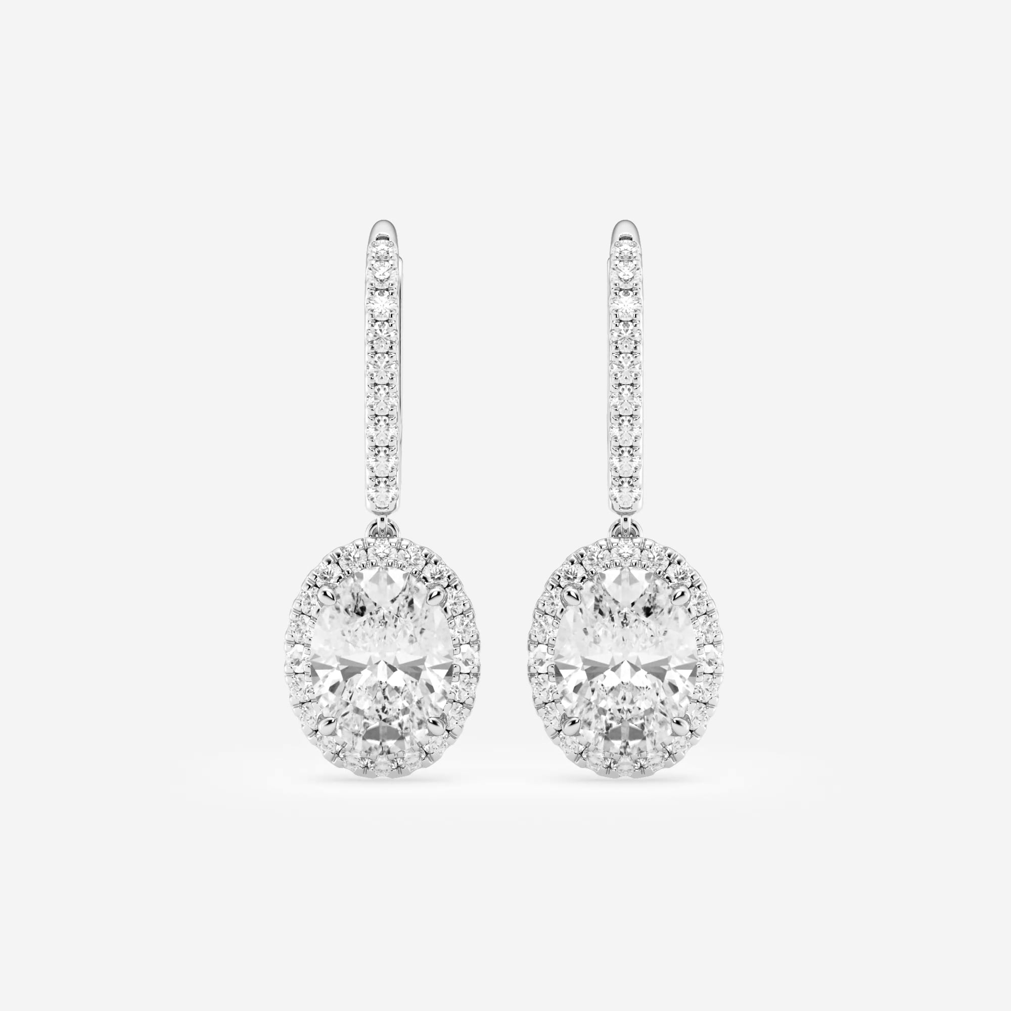 product video for 3 1/2 ctw Oval Lab Grown Diamond Halo Drop Earrings