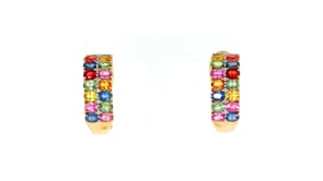 6.75 ct. t.w. Multicolored Sapphire and .10 ct. t.w. Diamond Earrings in 18kt Yellow Gold
