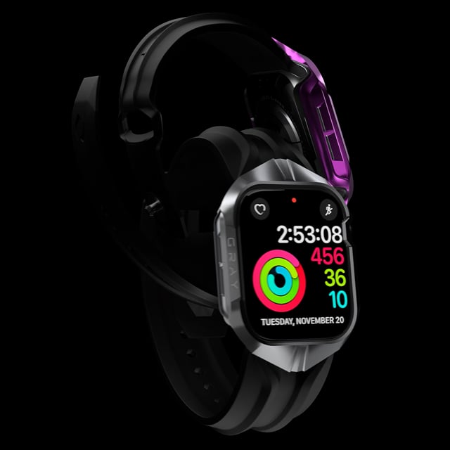 Cyber Watch® // Titanium Apple Watch Case & Band + Pulsar Red Aluminum Case & Band video thumbnail