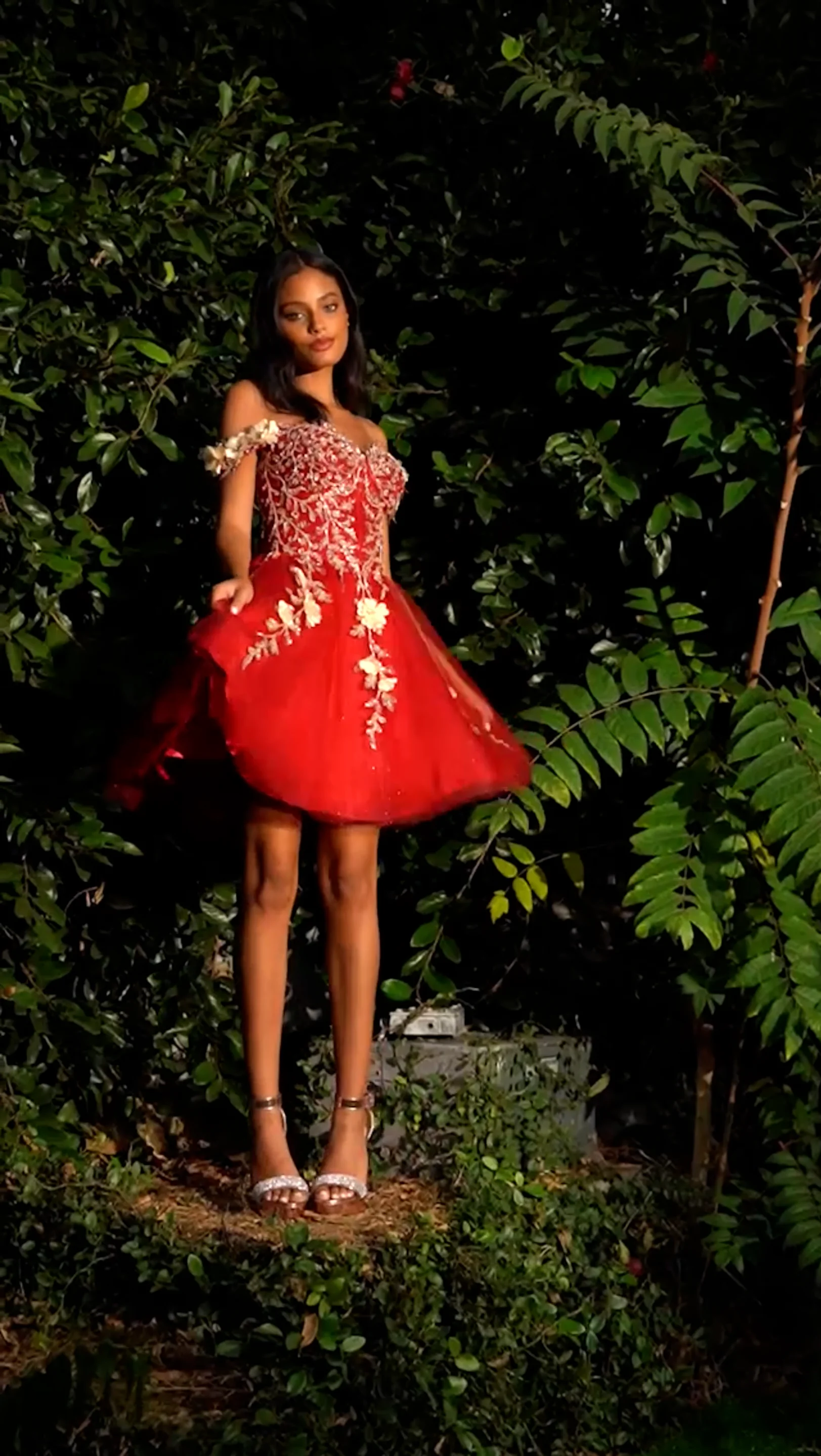 CD CD0194 - Short A-Line Off the Shoulder Homecoming Dress with 3D