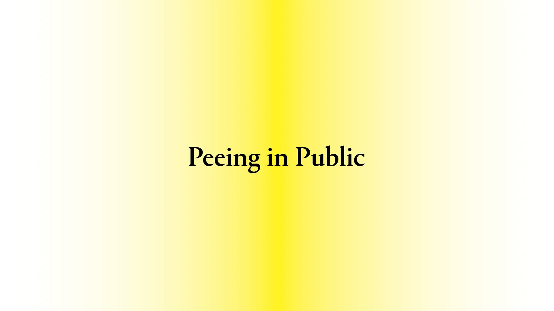 Thomas Geiger: Peeing in Public