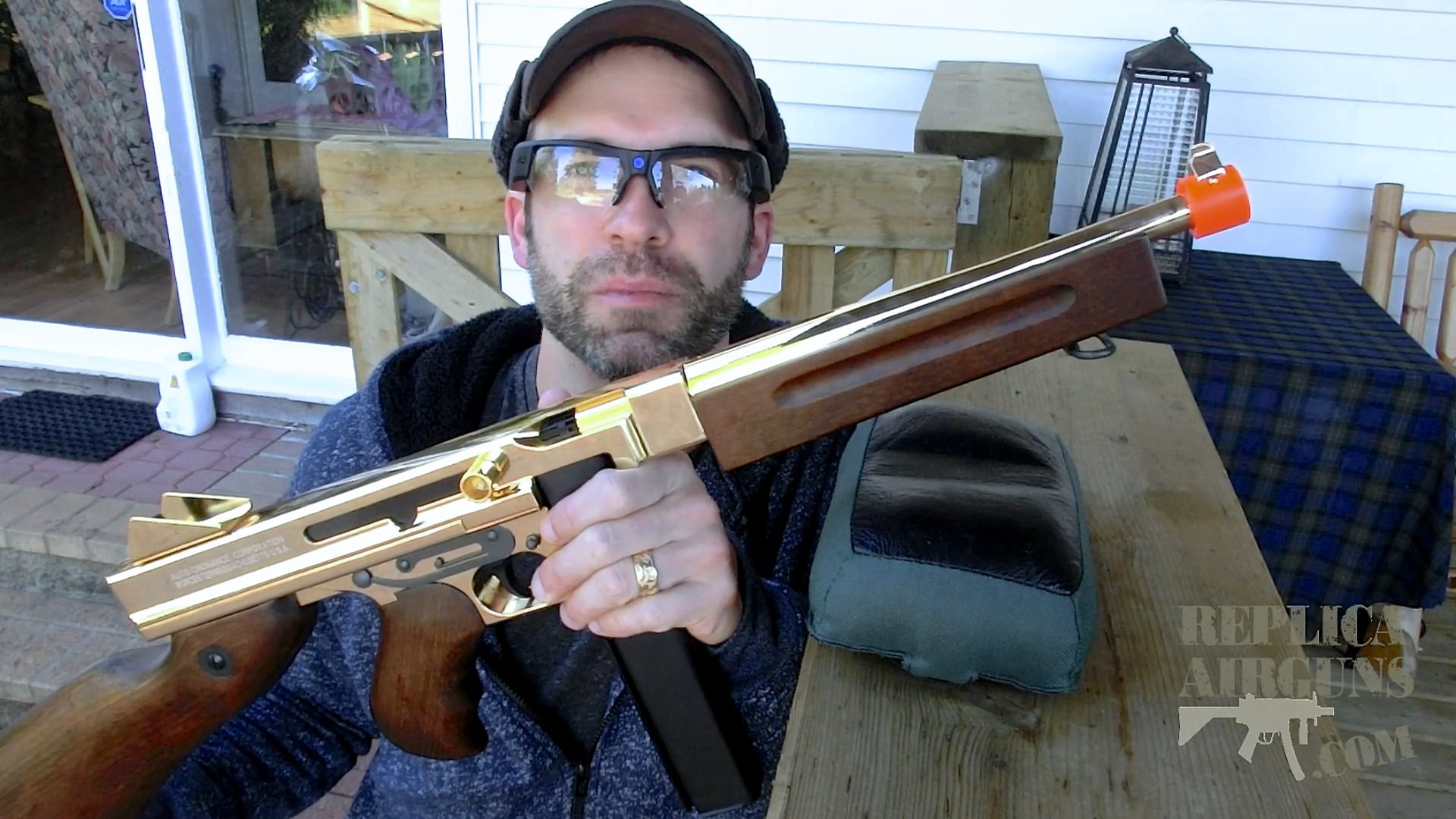 King Arms Thompson Gold M1A1 Military AEG Airsoft Machine Gun Field Test Review