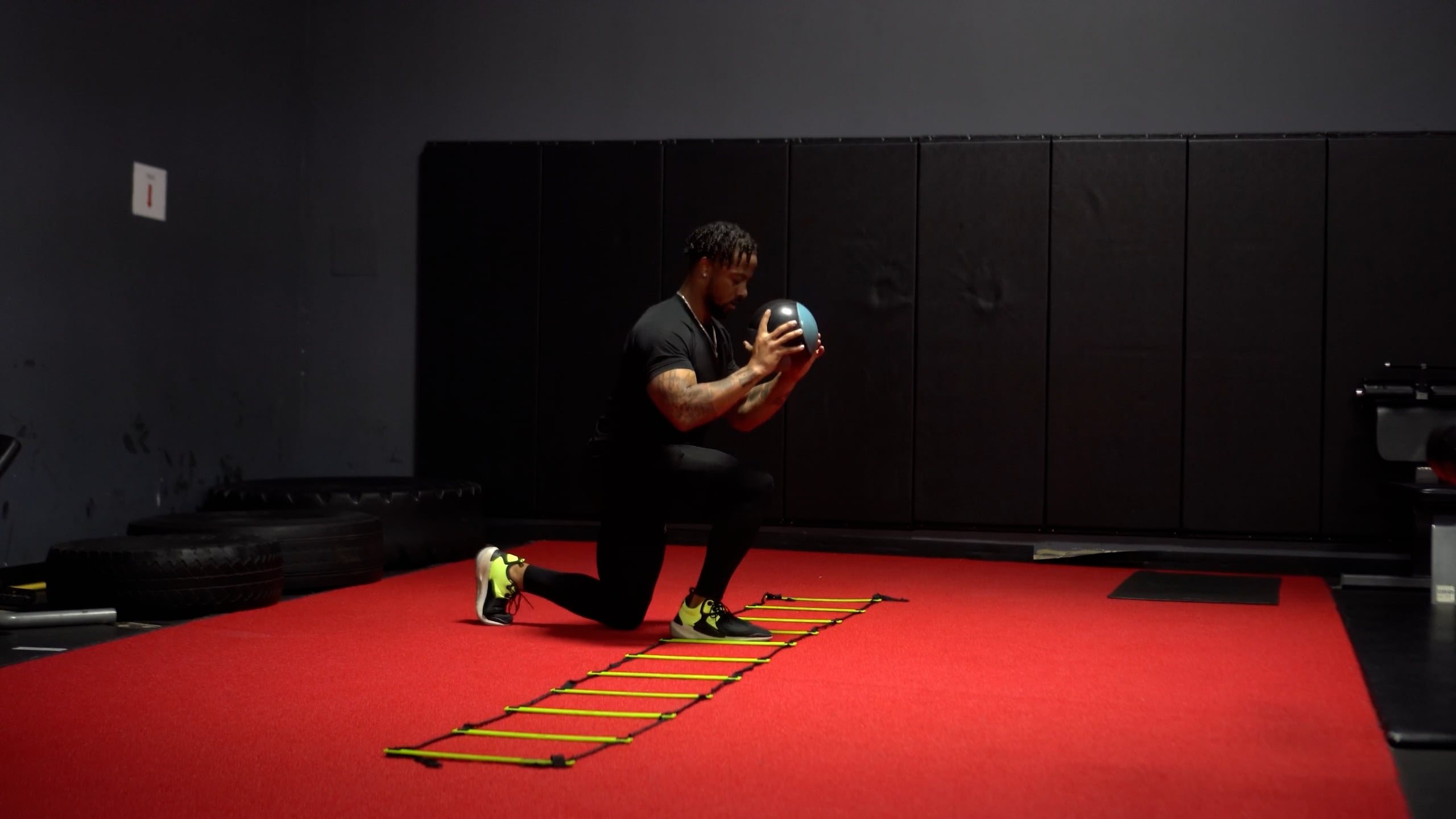 Ladder Med Ball Jump Lunges.mp4 on Vimeo