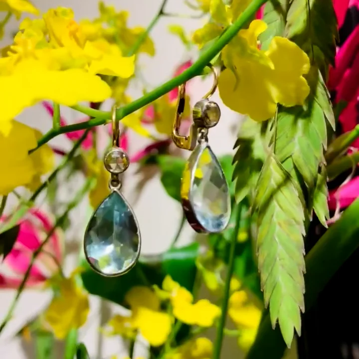 Aquamarine, Diamond, Gold Earrings 11806-6294 - Binenbaum