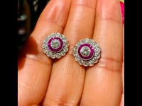Diamond, Ruby, Platinum Earrings 8599-2076