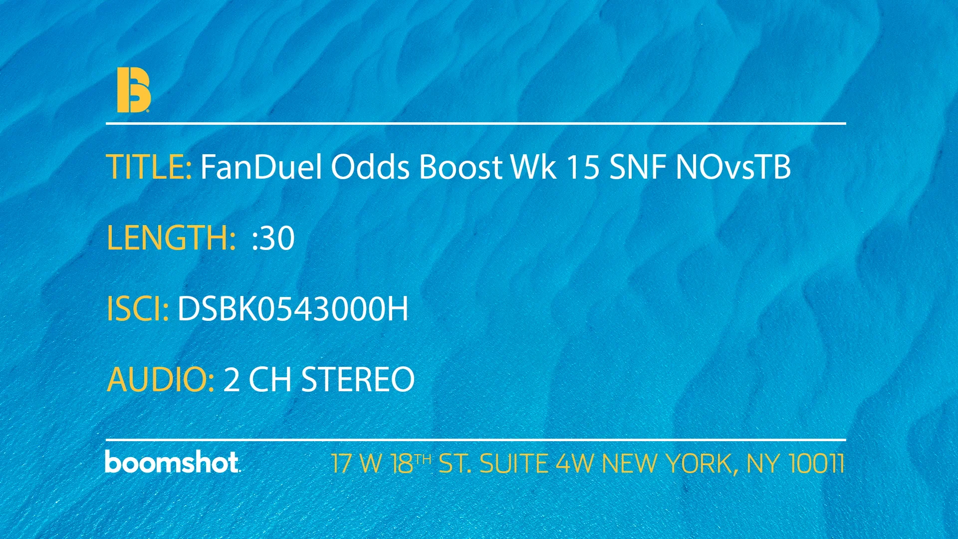 DSBK0543000H__FanDuel Odds Boost Wk 15 SNF NOvsTB on Vimeo