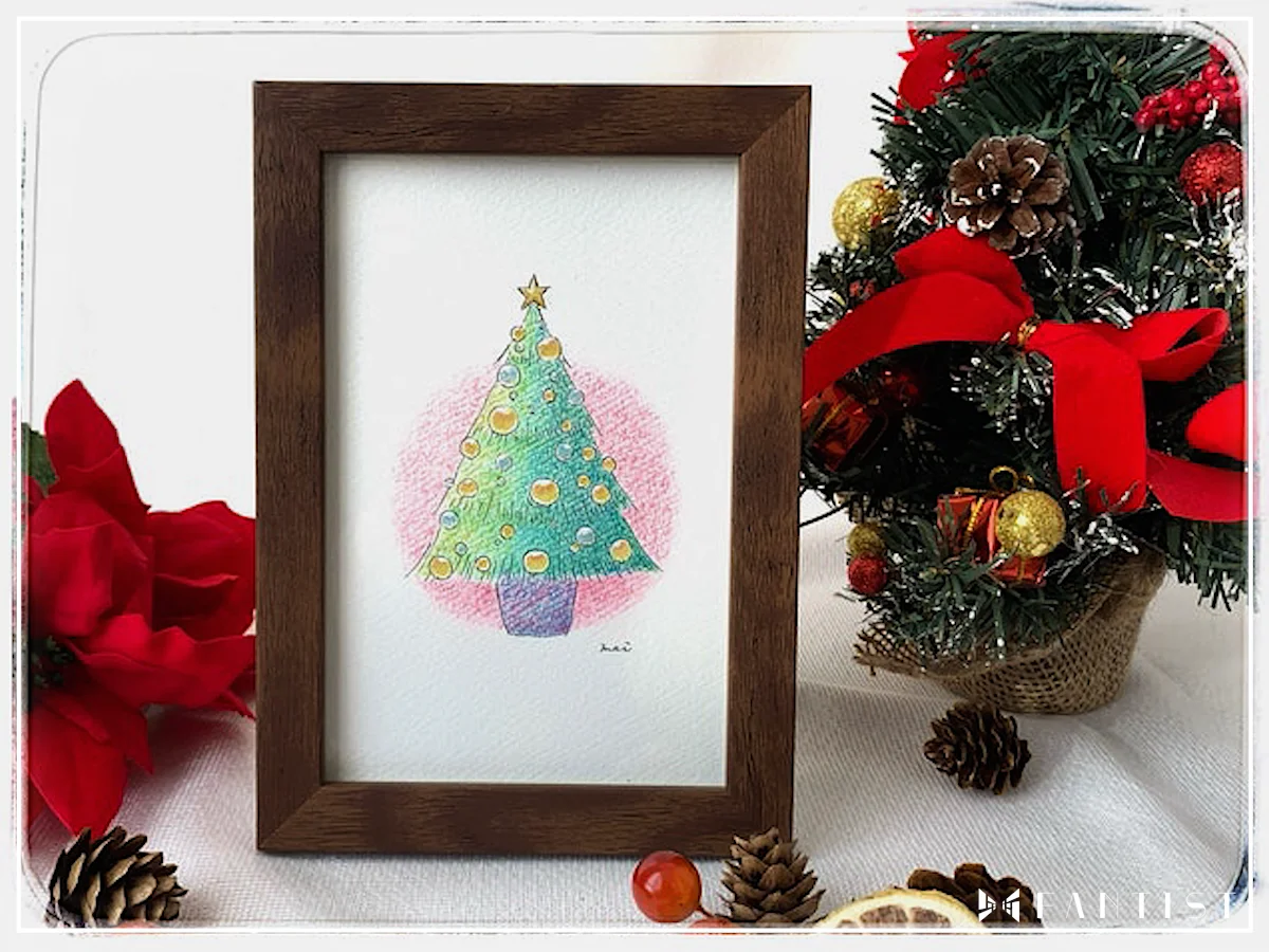 ワクワクリスマス 色鉛筆画 1323121722-