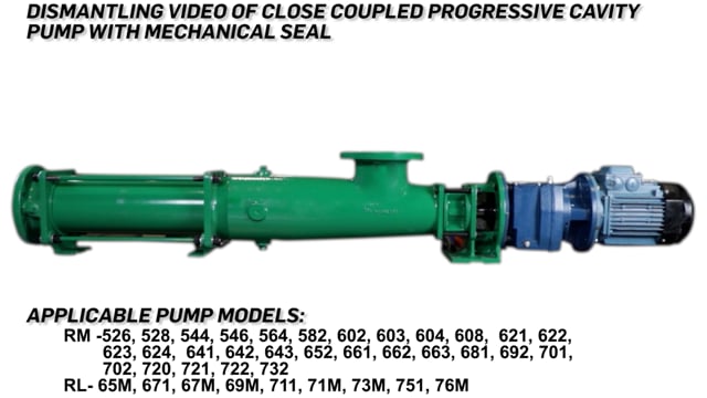Dismantling of Close Coupled Progressive Cavity Pump with Mechanical Seal