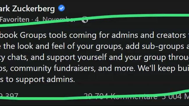 Mark Zuckerberg's Aussage über FB Gruppen