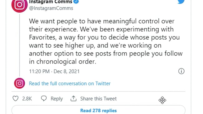 Neue Newsfeed Einstellung für Insta & FB