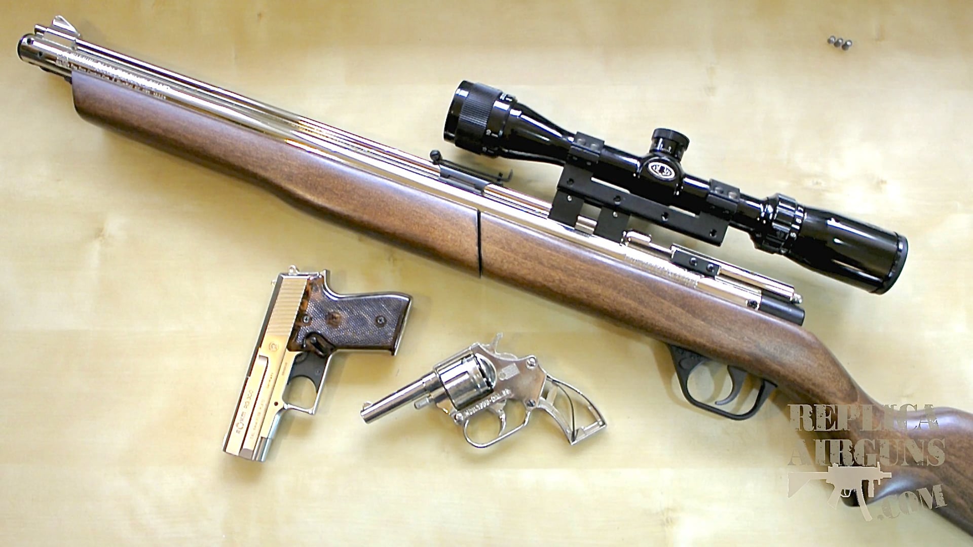 Sheridan Silver Streak .20 Caliber Pellet Rifle- ROHM RG300 and RTS MOD. 1966 22 Caliber Blank Gun Preview Video