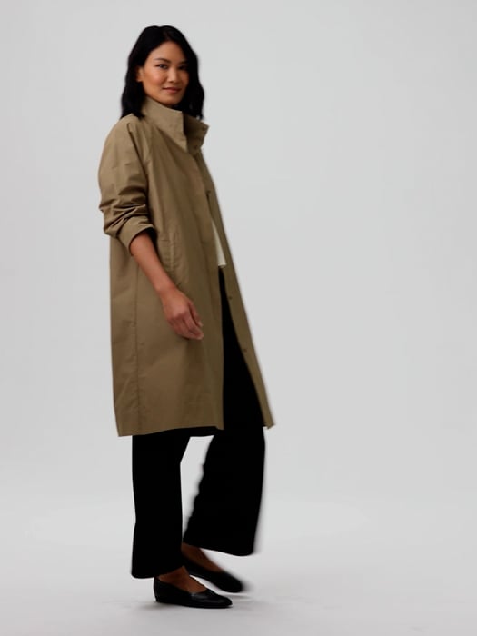 Light Cotton Nylon Stand Collar Coat | EILEEN FISHER Light Cotton Nylon Stand Collar Coat | EILEEN FISHER