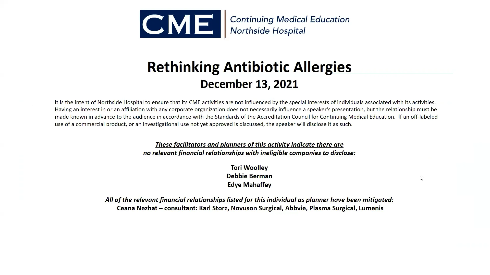 Multidisciplinary Grand Rounds 12/13/21 Rethinking Antibiotic Allergies ...