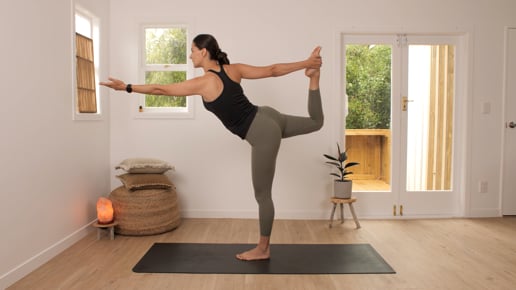 Eagle Variation, Extended Hand-to-Big-Toe Variation, Lord of the Dance, Standing Forward Bend, Plank, Four Limbed Staff, Upward Facing Dog, Downward Facing Dog, Bridge, Plow, Supine Spinal Twist Variation, Corpse Pose