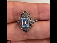 Marcasite (Pyrite), Topaz, Silver Ring 13081-1139