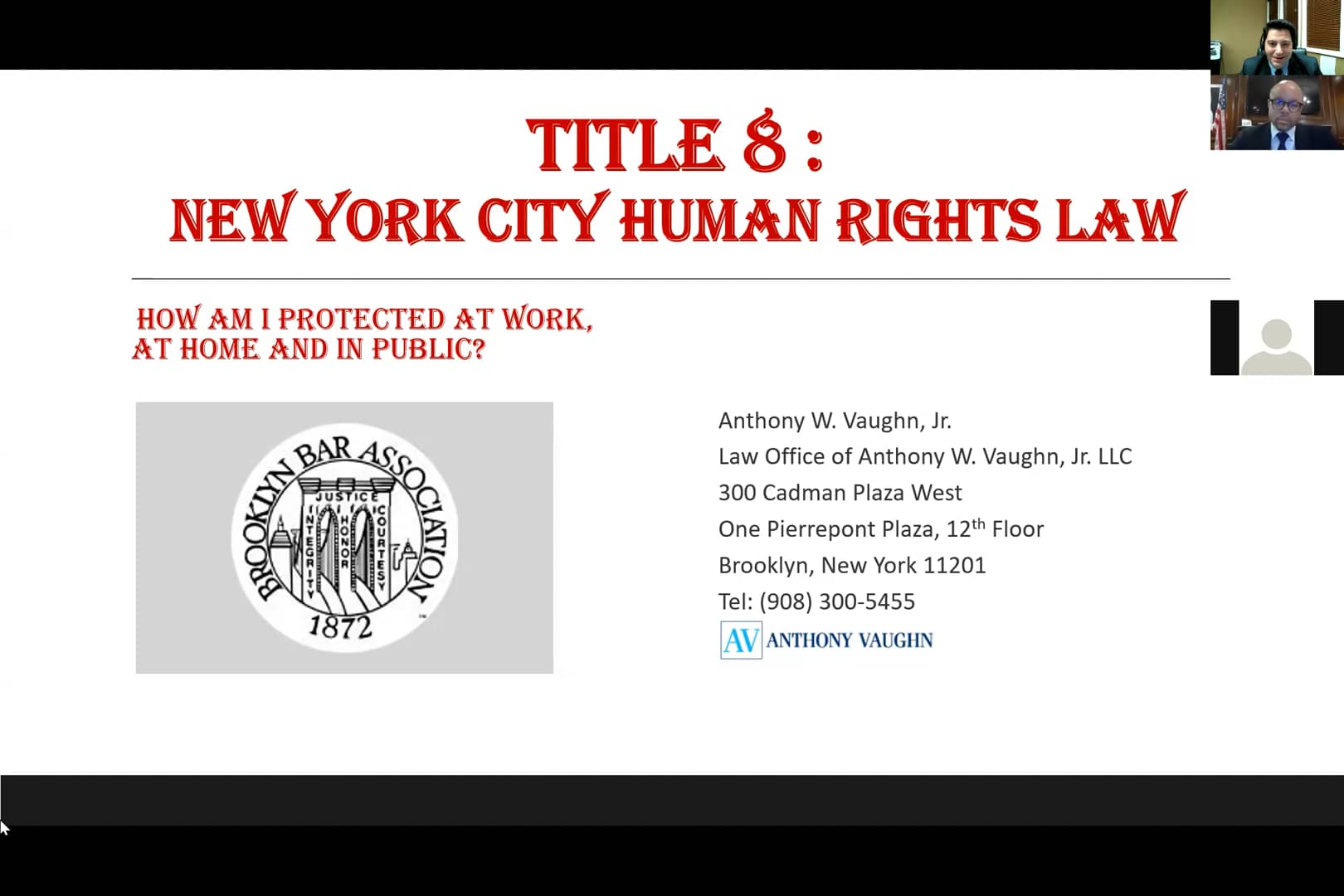 New York City Human Rights Law Title 8 How Am I Protected at Work, at