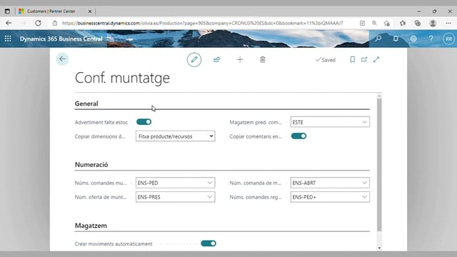 Configuració d’assemblatge