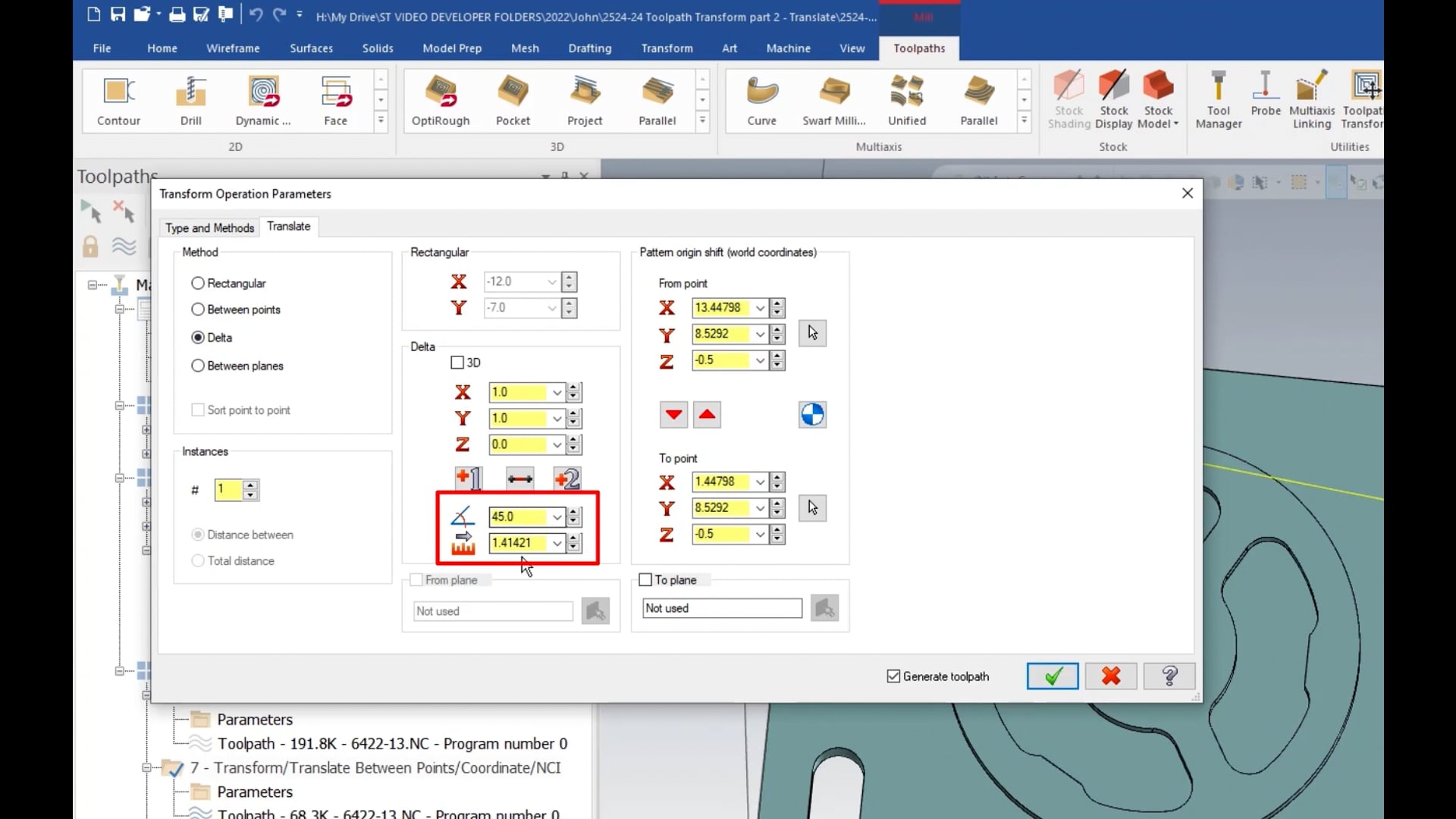 Toolpath Transform part 2 - Translate