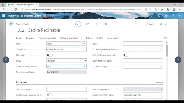 Camps fitxa de producte